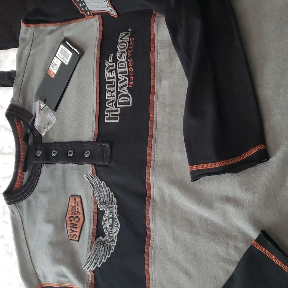 Mens harley-davidson long sleeve 100% collon henley nwt